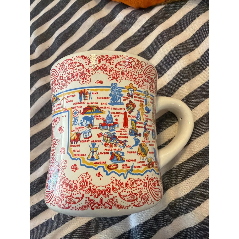 One Hundred 80 Degrees Oklahoma State Map Paisley Stoneware Coffee Mug 2019
